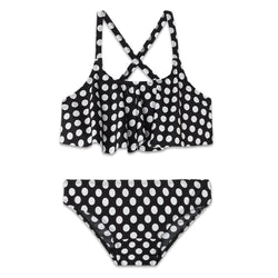 Period Swimwear Ruffle Set | Black Sand - Ruby Love