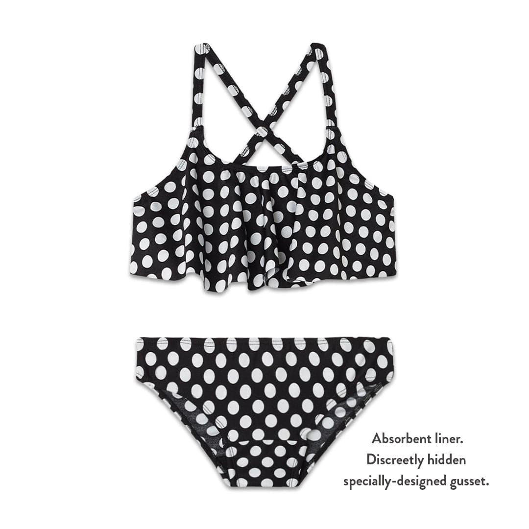 Teen Period Swimwear Ruffle Set Black Sand Ruby Love