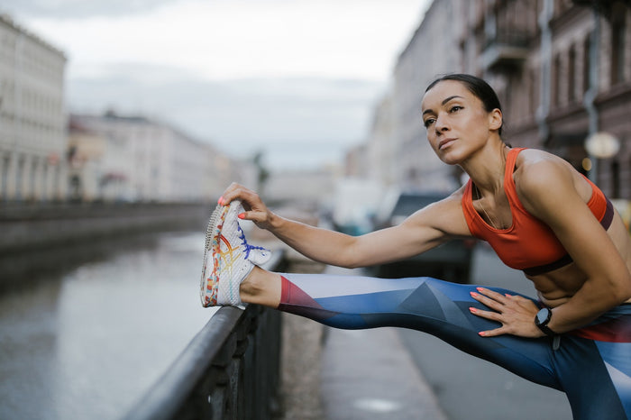Woman in a colorful activewear