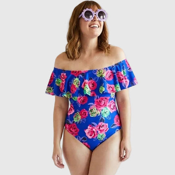 Period Swimwear Off the Shoulder | Floral Vacation