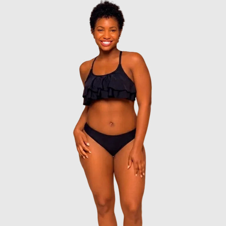 Period Swimwear Ruffle Set | Black Sea