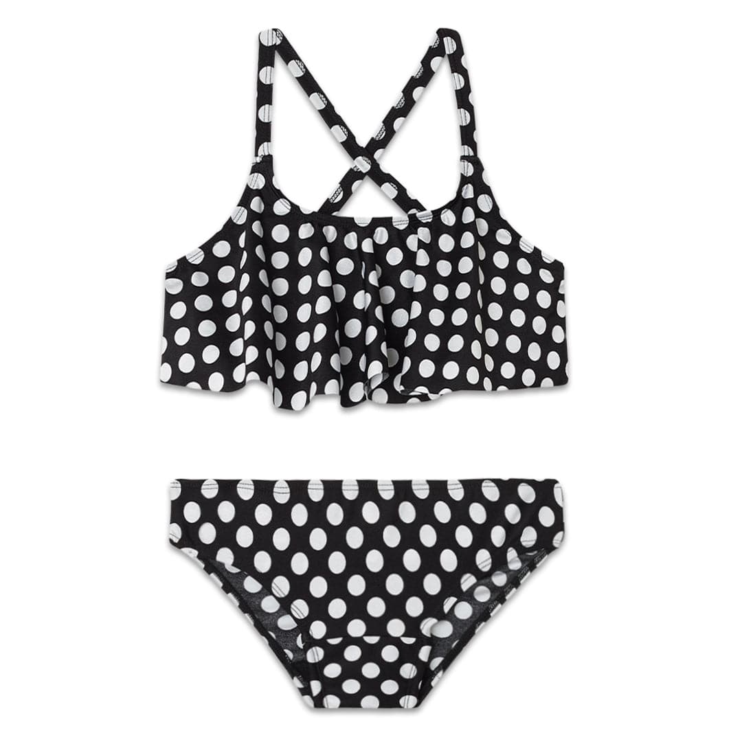 Period Swimwear Ruffle Set | Black Sand - Ruby Love
