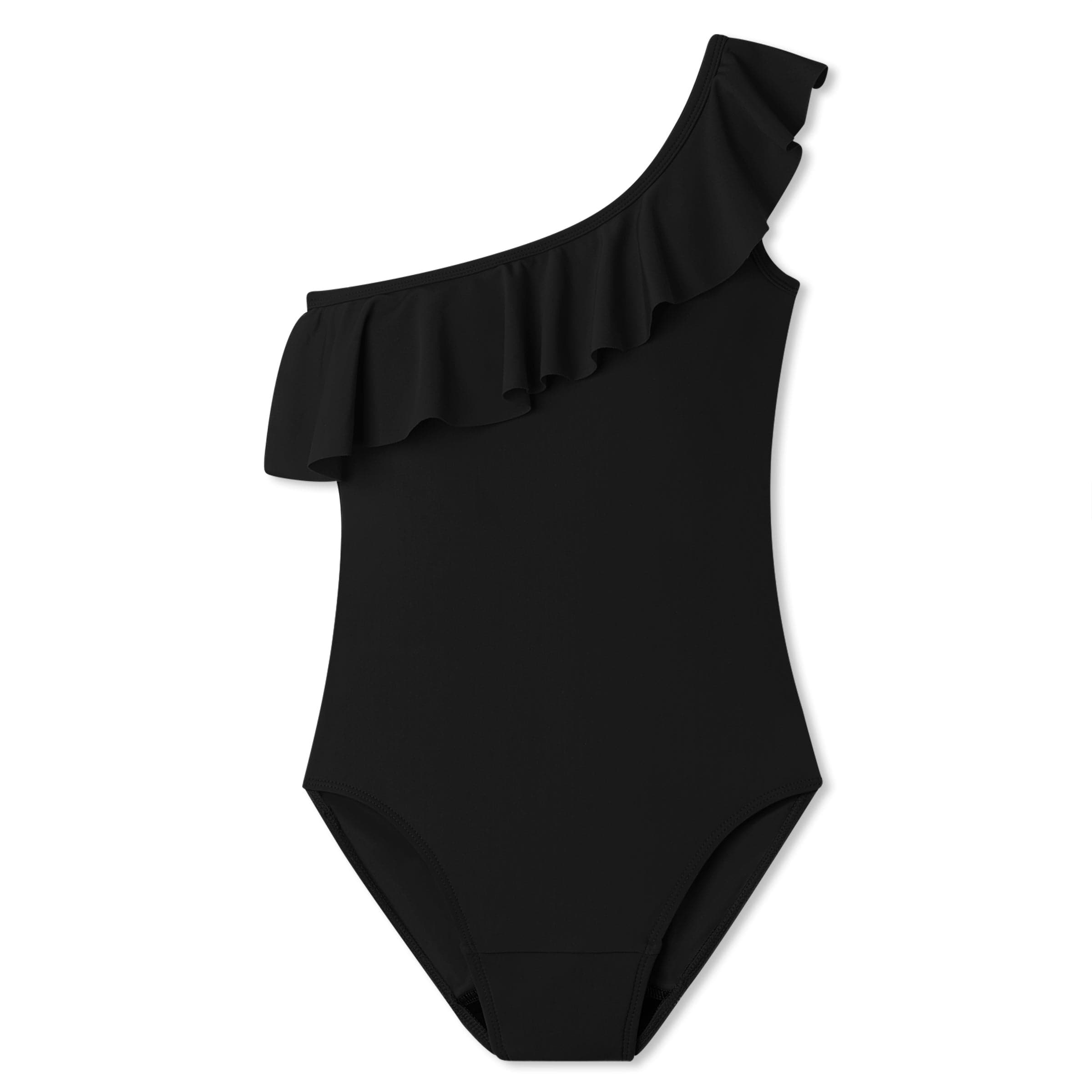 Teen Period Swimwear One Shoulder, Black Sea